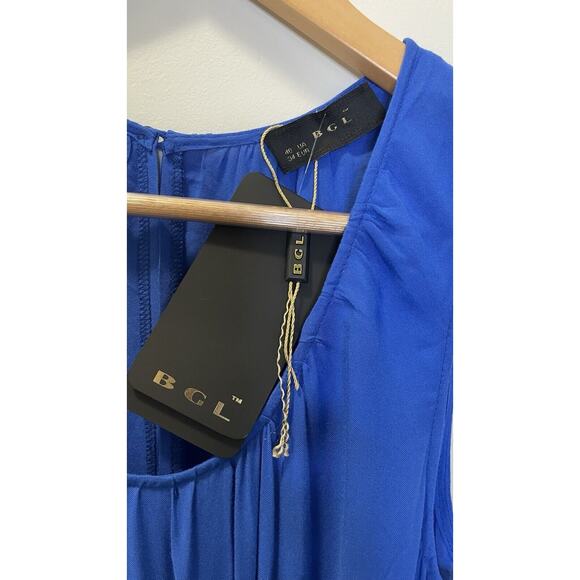 NWT BGL Blue Sleeveless Maxi Dress Adjustable Waist Designer Beach US 4 EUR 34 - Picture 8 of 13